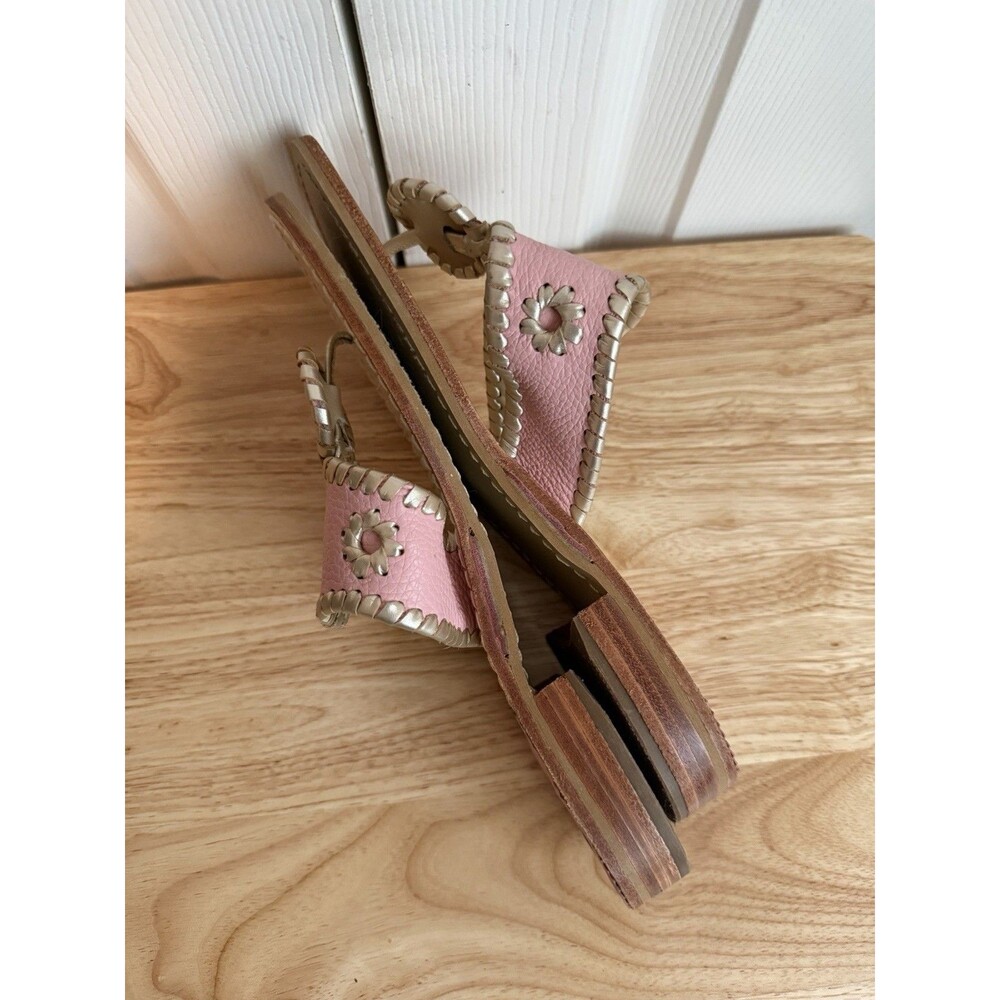 JACK ROGERS Pretty in Pink Metallic Sandals Since 1960 Leather Upper Size 8 M - Picture 5 of 9